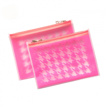 Lightree Pouch S, Houndstooth,neon pink, Houndstooth pattern pink, zipp closure